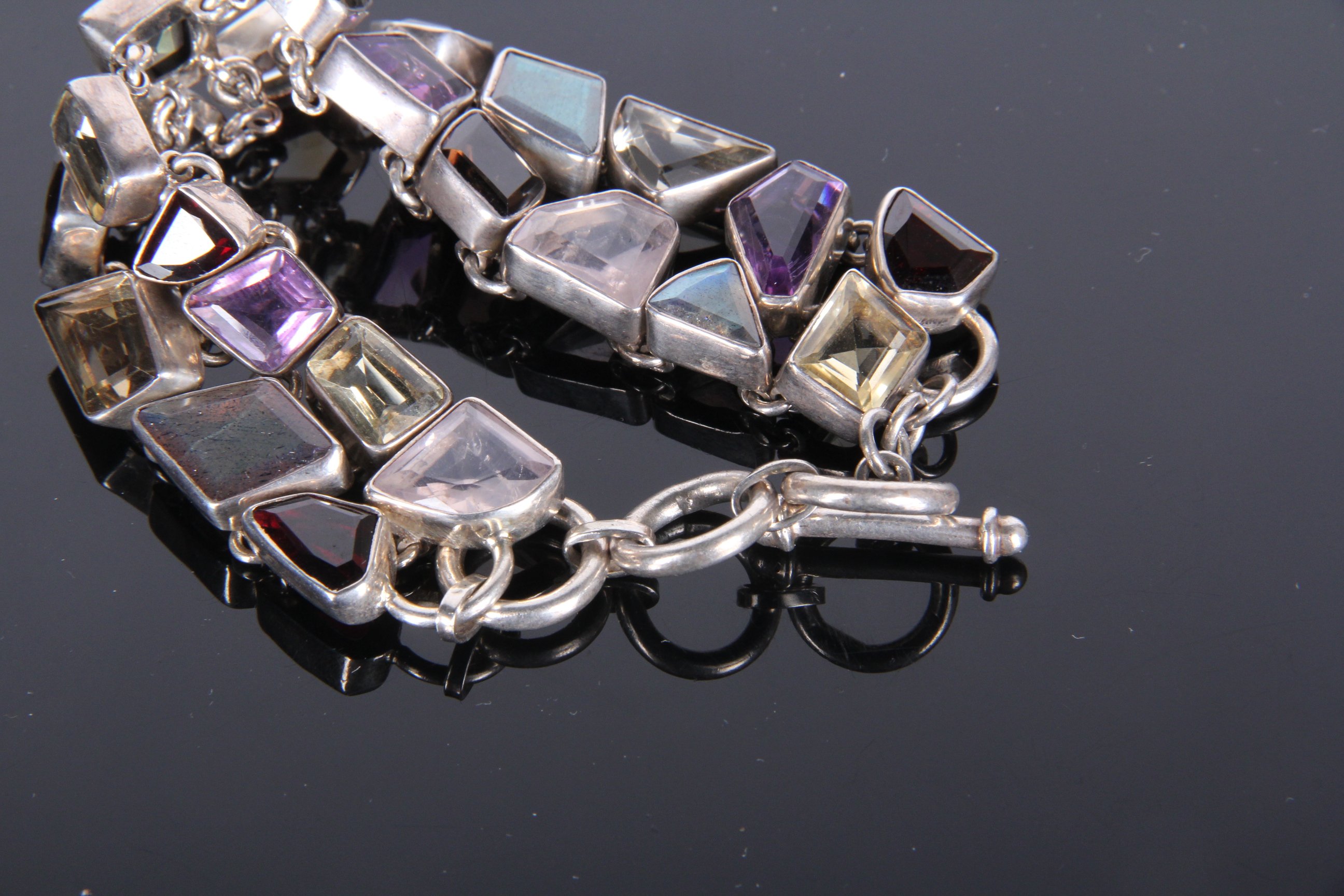 Sterling Silver and Multi-Gemstone Bracelet