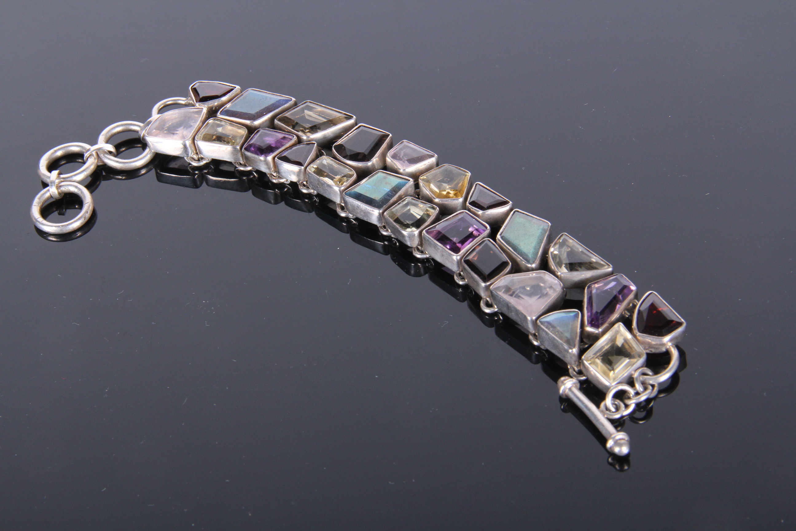 Sterling Silver and Multi-Gemstone Bracelet