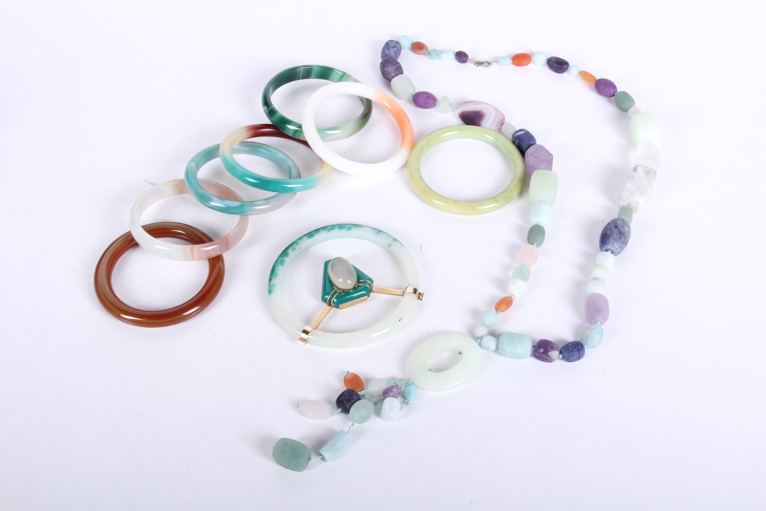 Collection of Bangles and Colorful Stone Jewelry