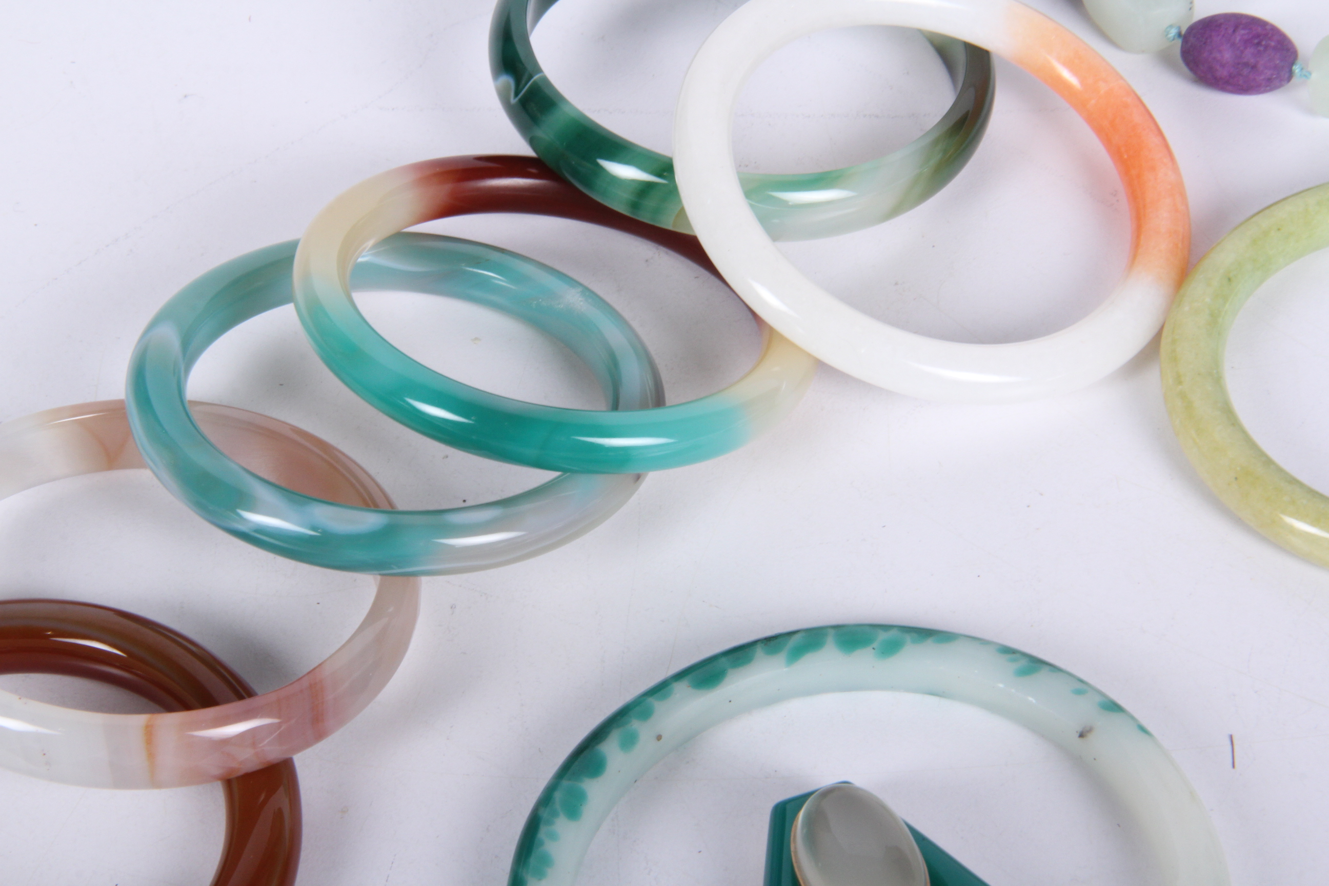 Collection of Bangles and Colorful Stone Jewelry