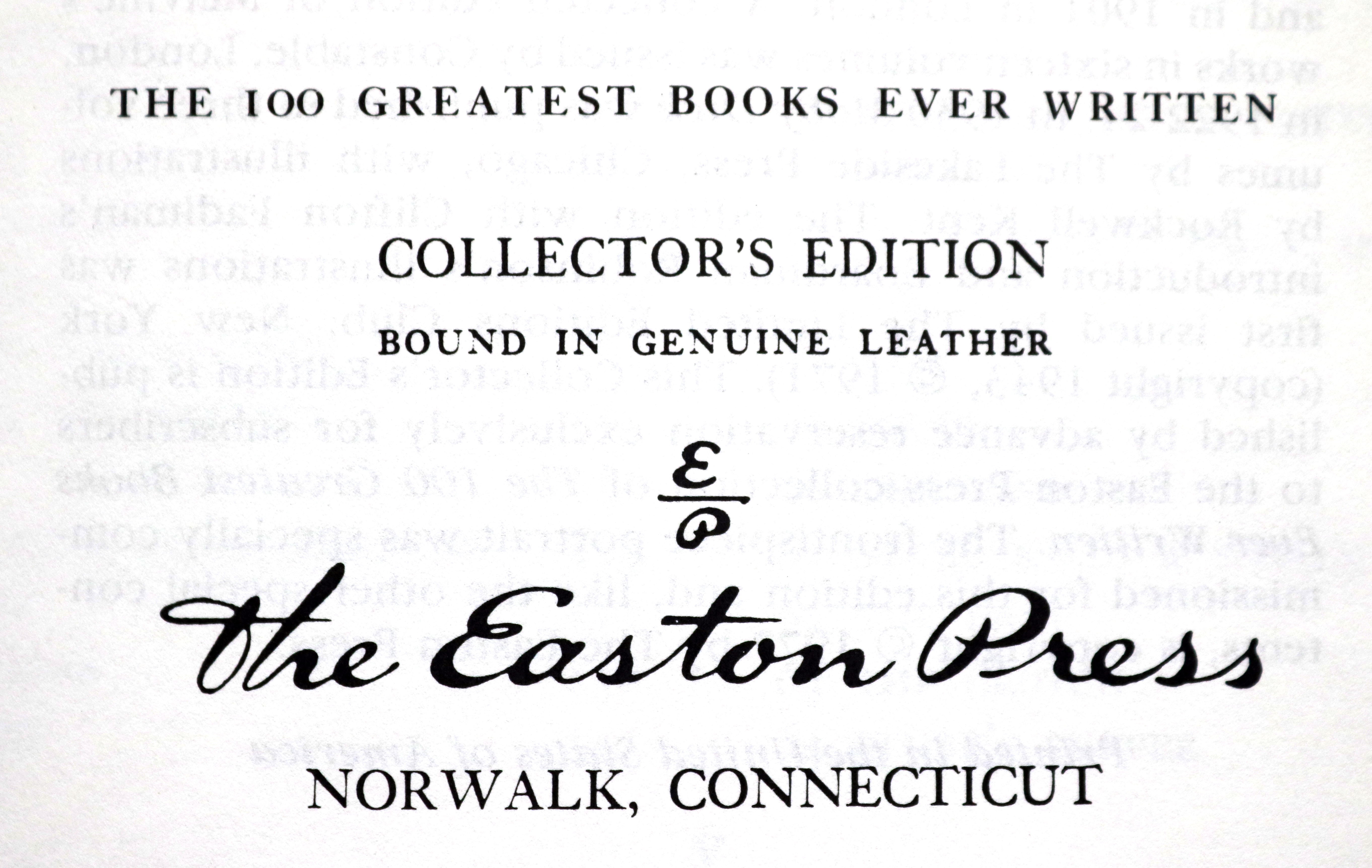 Easton Press 100 Greatest Books Ever Written Series, Leather Bound Collector's Editions