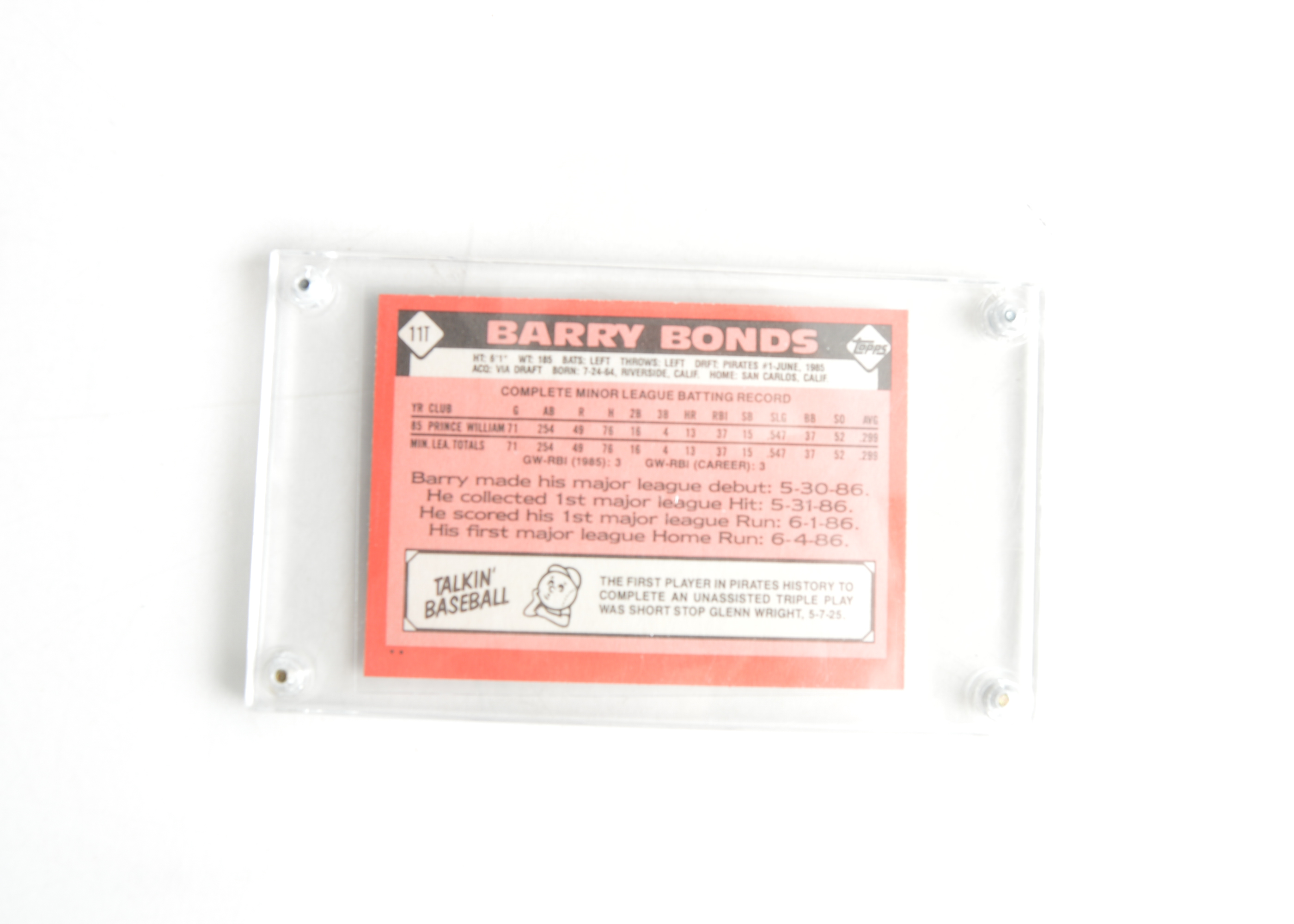 Barry Bonds Rookie Card