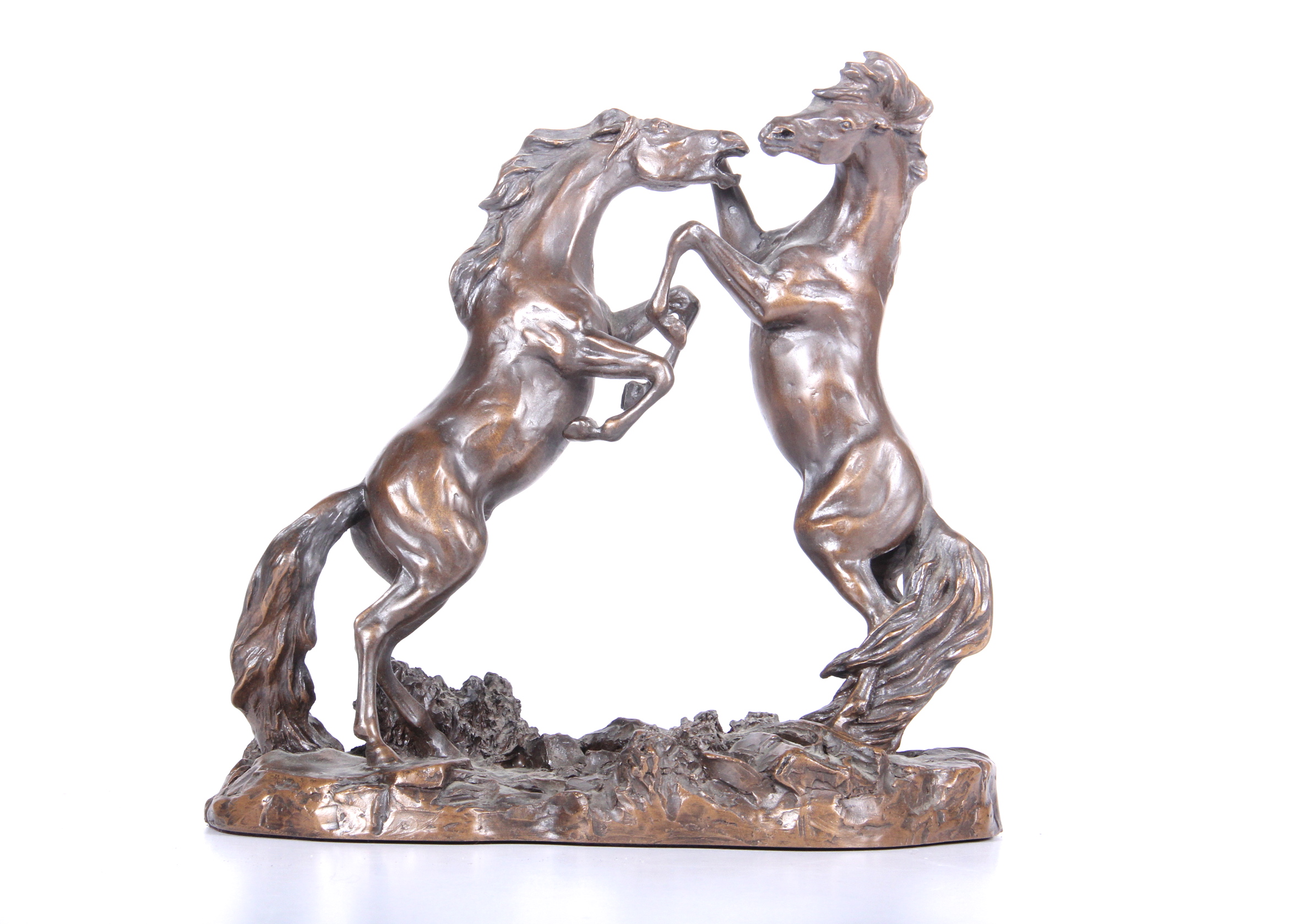 Lanford Monroe "Challenging Stallions" Bronze Horse Sculpture
