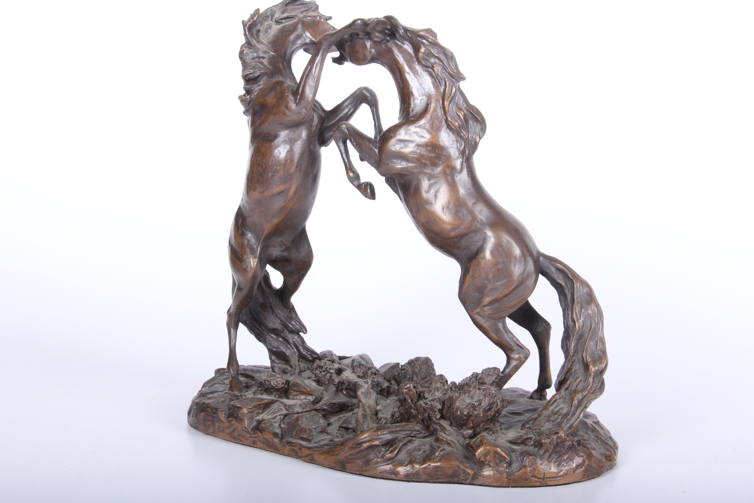 Lanford Monroe "Challenging Stallions" Bronze Horse Sculpture