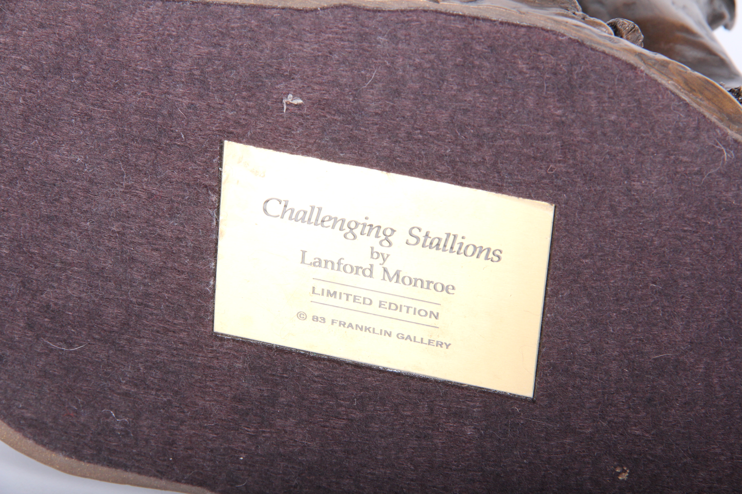 Lanford Monroe "Challenging Stallions" Bronze Horse Sculpture