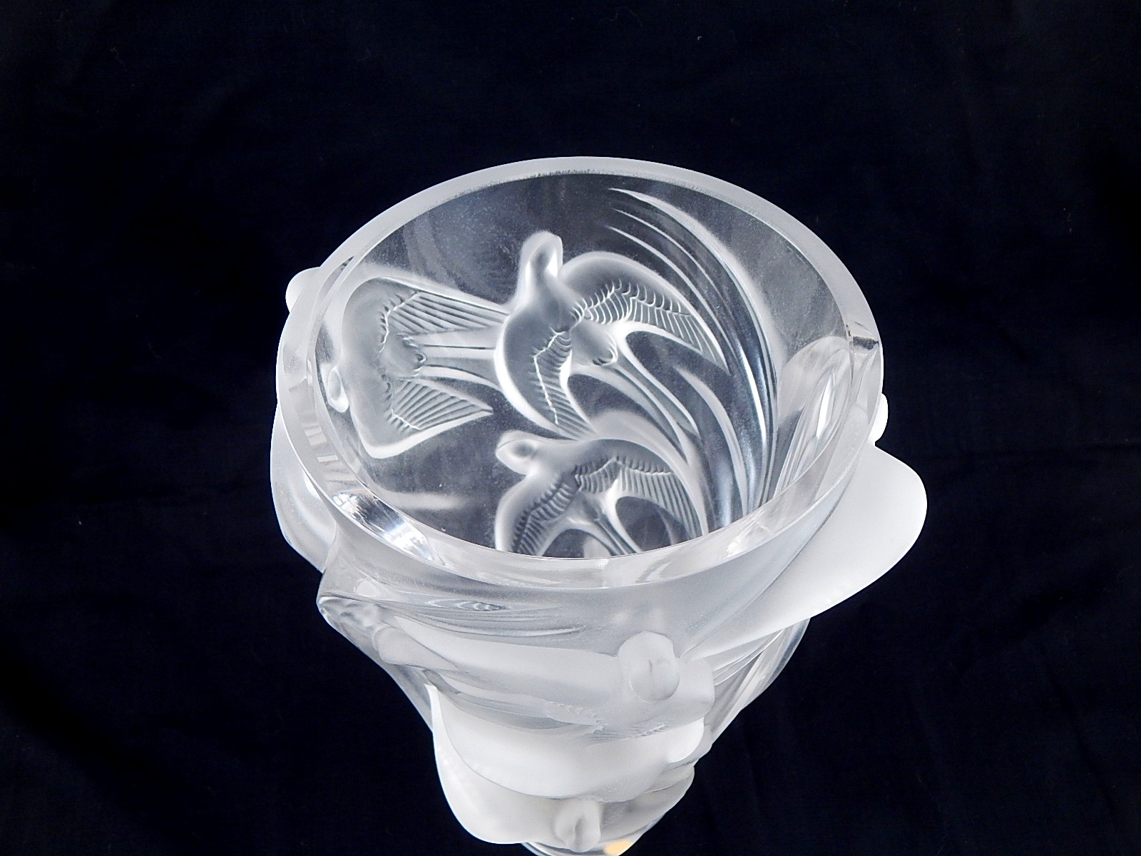 Large Signed Lalique Crystal Vase - 'Martinets'