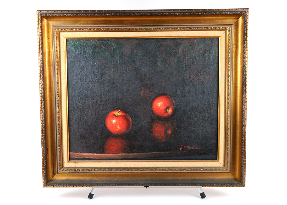 J. Donaldson Still Life of Apples  Oil Painting