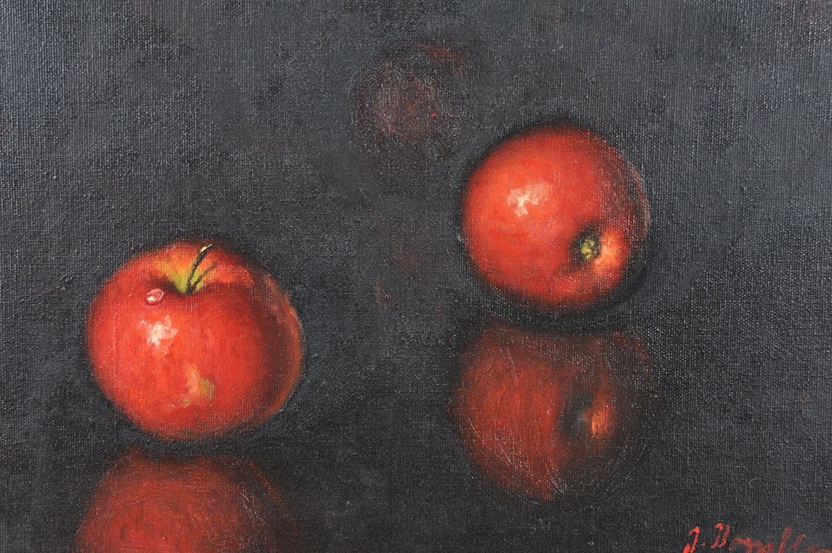 J. Donaldson Still Life of Apples  Oil Painting