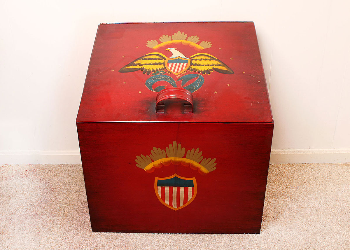 Hand-Painted Metal Storage Chest