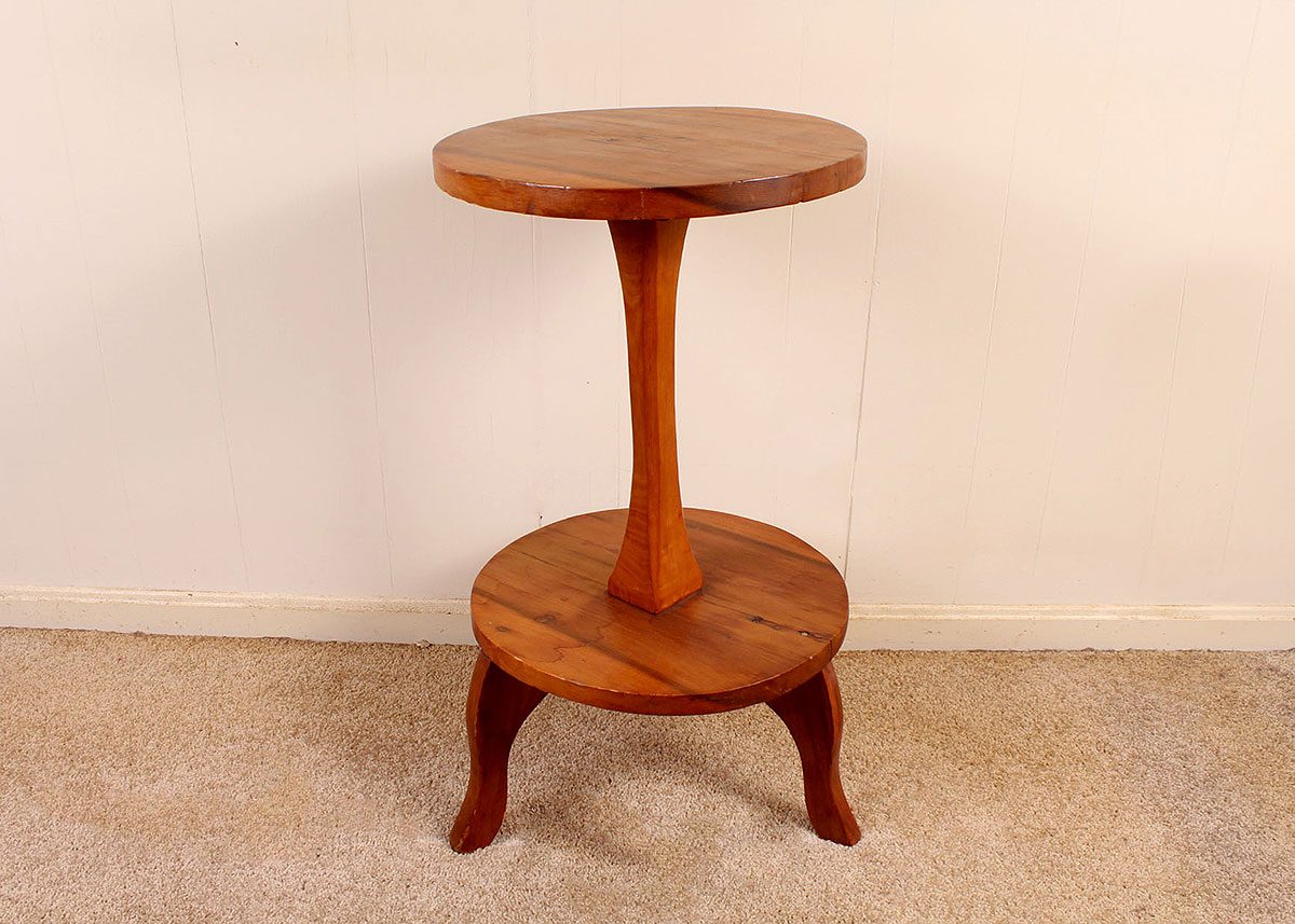 Two-Tiered Round Cherry Finish Side Table