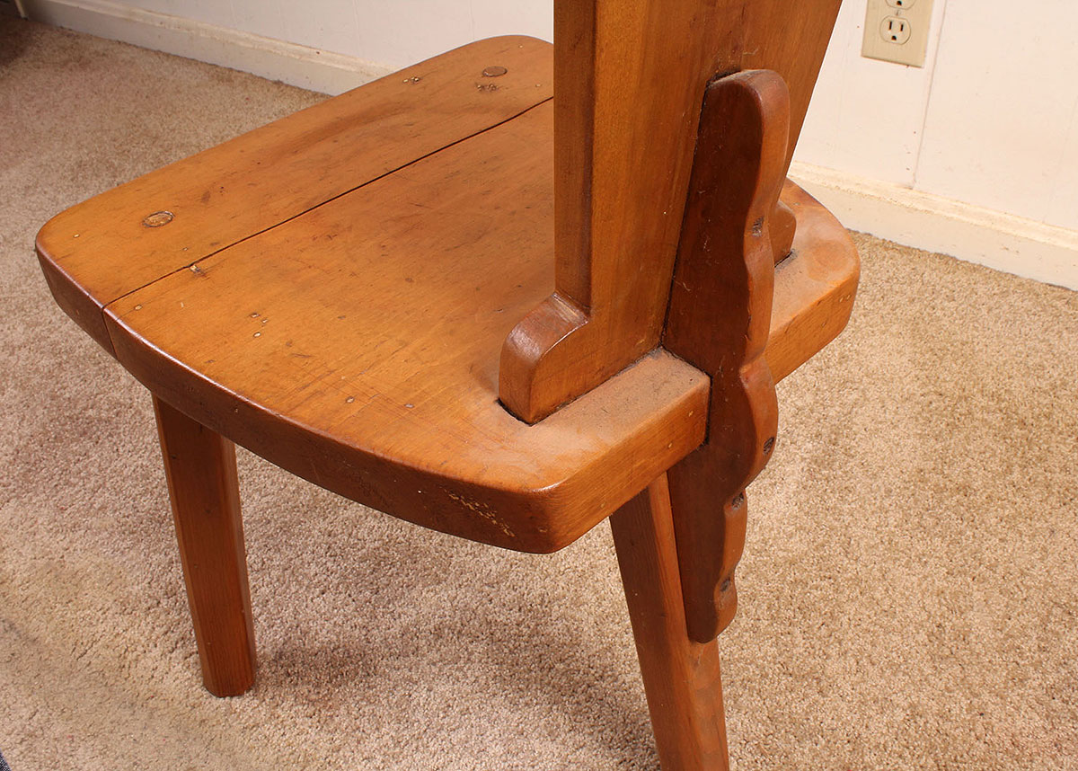 Three Legged Milking or Spinning Folk Art Chair