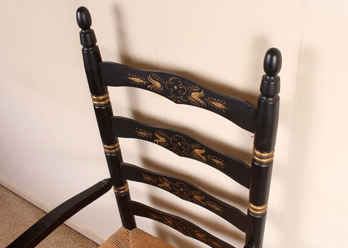 Black Lacquerwork Ladderback Chair