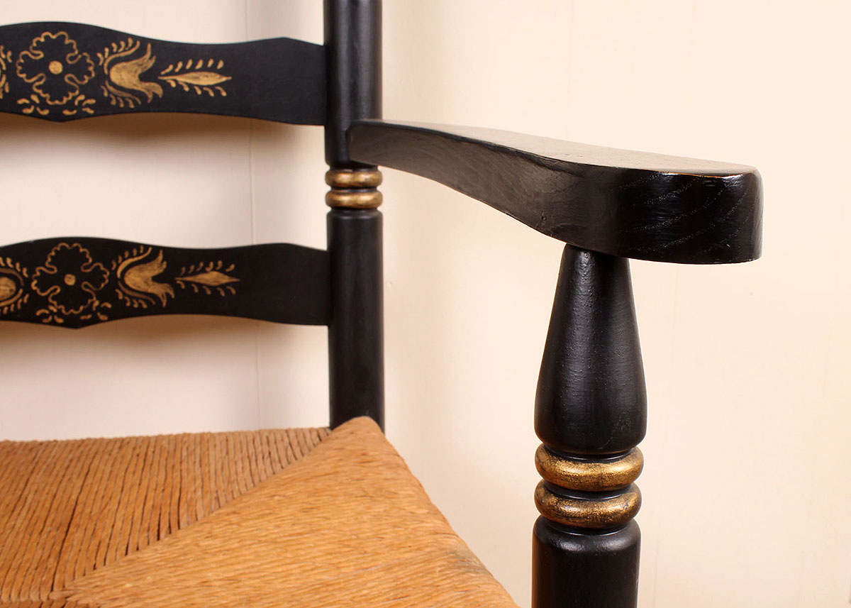 Black Lacquerwork Ladderback Chair