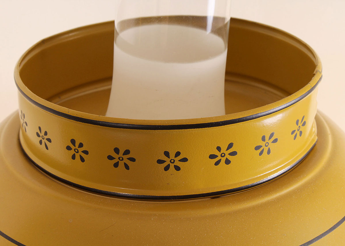 Vintage Yellow Metal Tole Floor Lamp