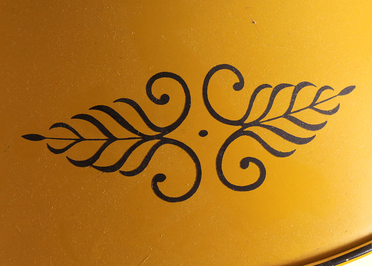 Vintage Yellow Metal Tole Floor Lamp