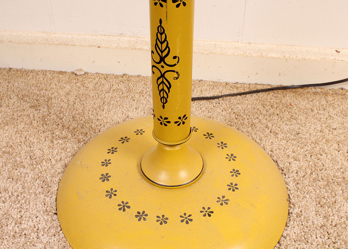 Vintage Yellow Metal Tole Floor Lamp