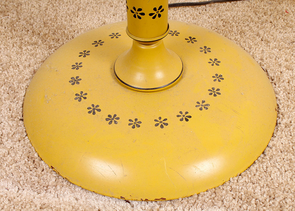 Vintage Yellow Metal Tole Floor Lamp