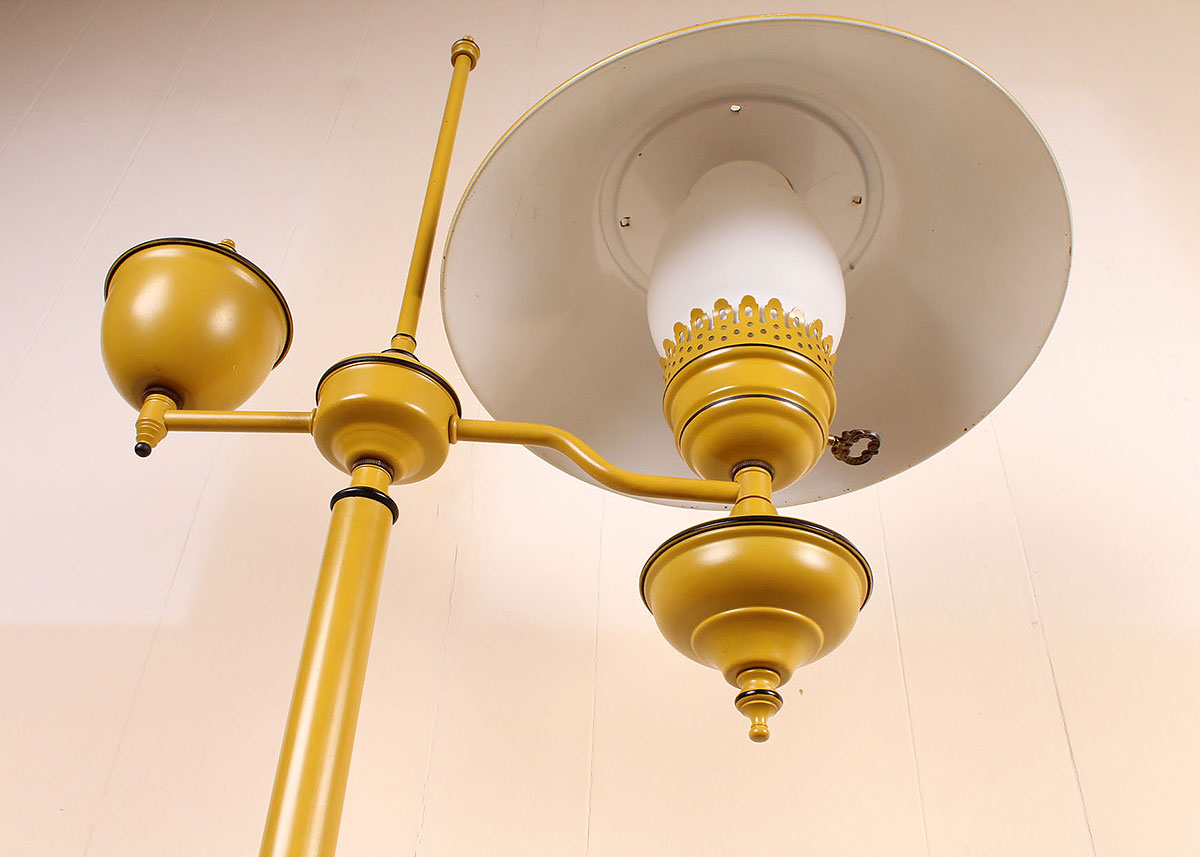 Vintage Yellow Metal Tole Floor Lamp