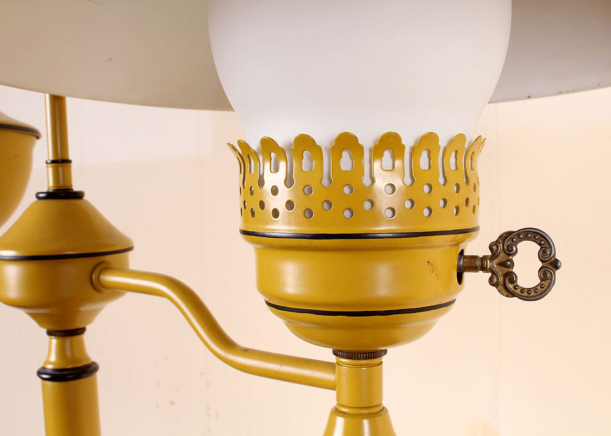 Vintage Yellow Metal Tole Floor Lamp