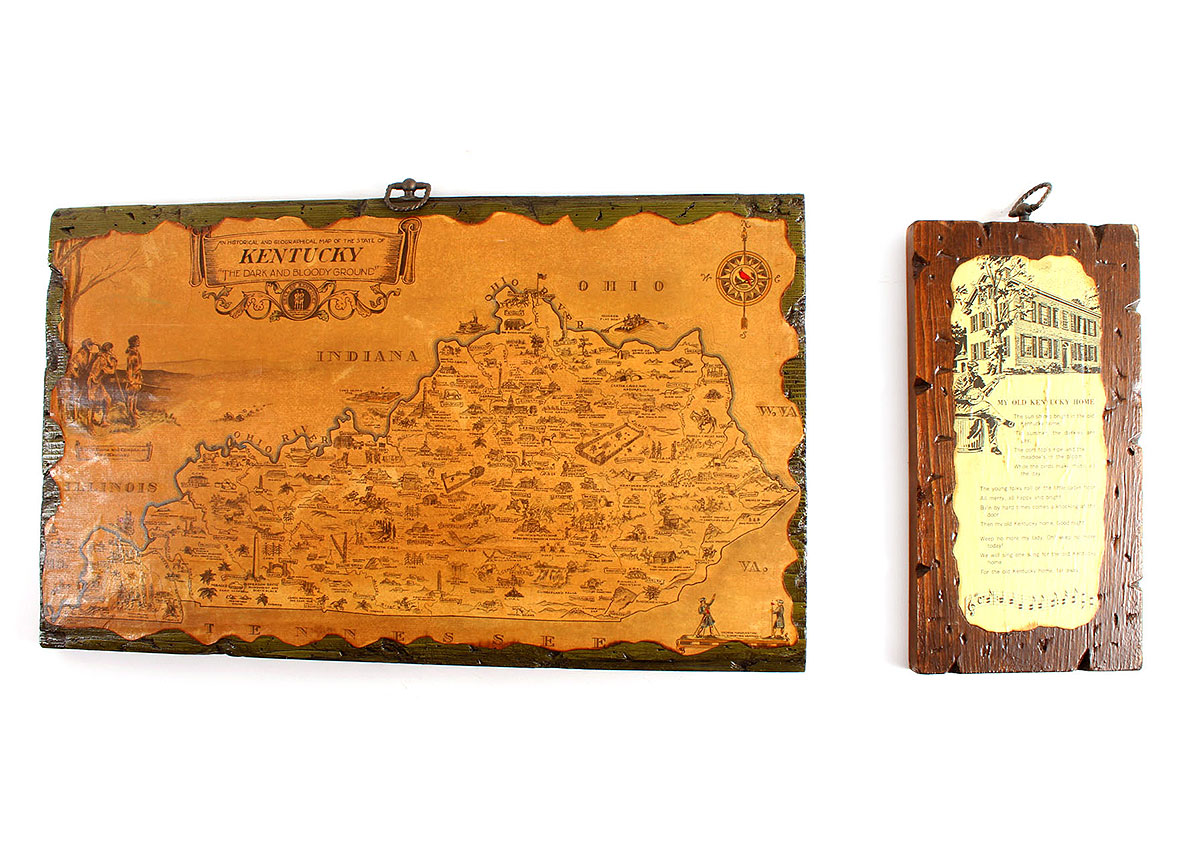 "The Dark and Bloody Ground"  Historical Map and My Old Kentucky Home Wall Hanging Duo