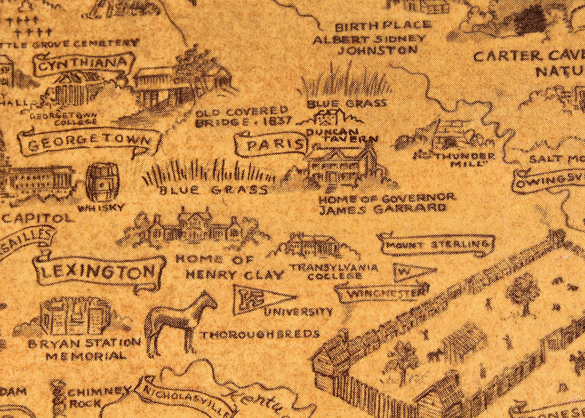 "The Dark and Bloody Ground"  Historical Map and My Old Kentucky Home Wall Hanging Duo