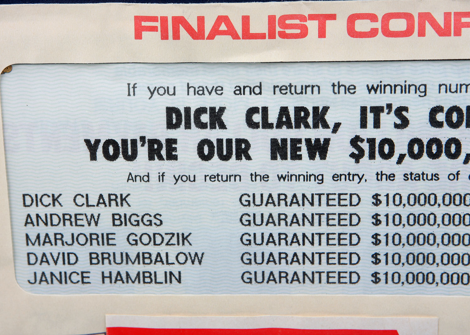 Framed American Family Publishers Mailing to Dick Clark