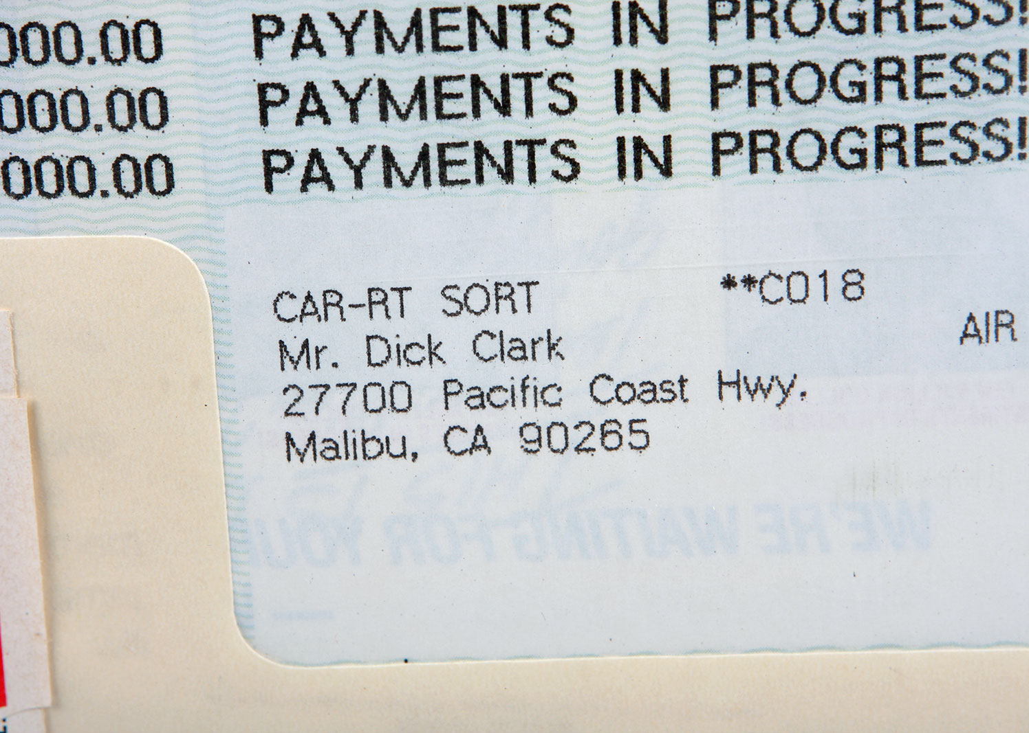 Framed American Family Publishers Mailing to Dick Clark