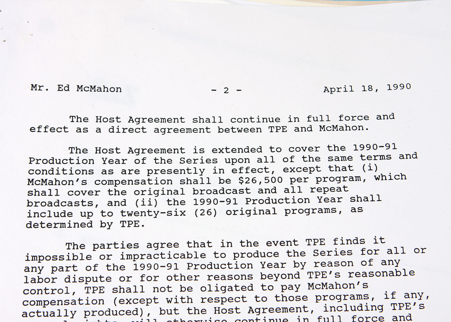 Collection of Ed McMahon's "Star Search" Documents, Letters and Memos