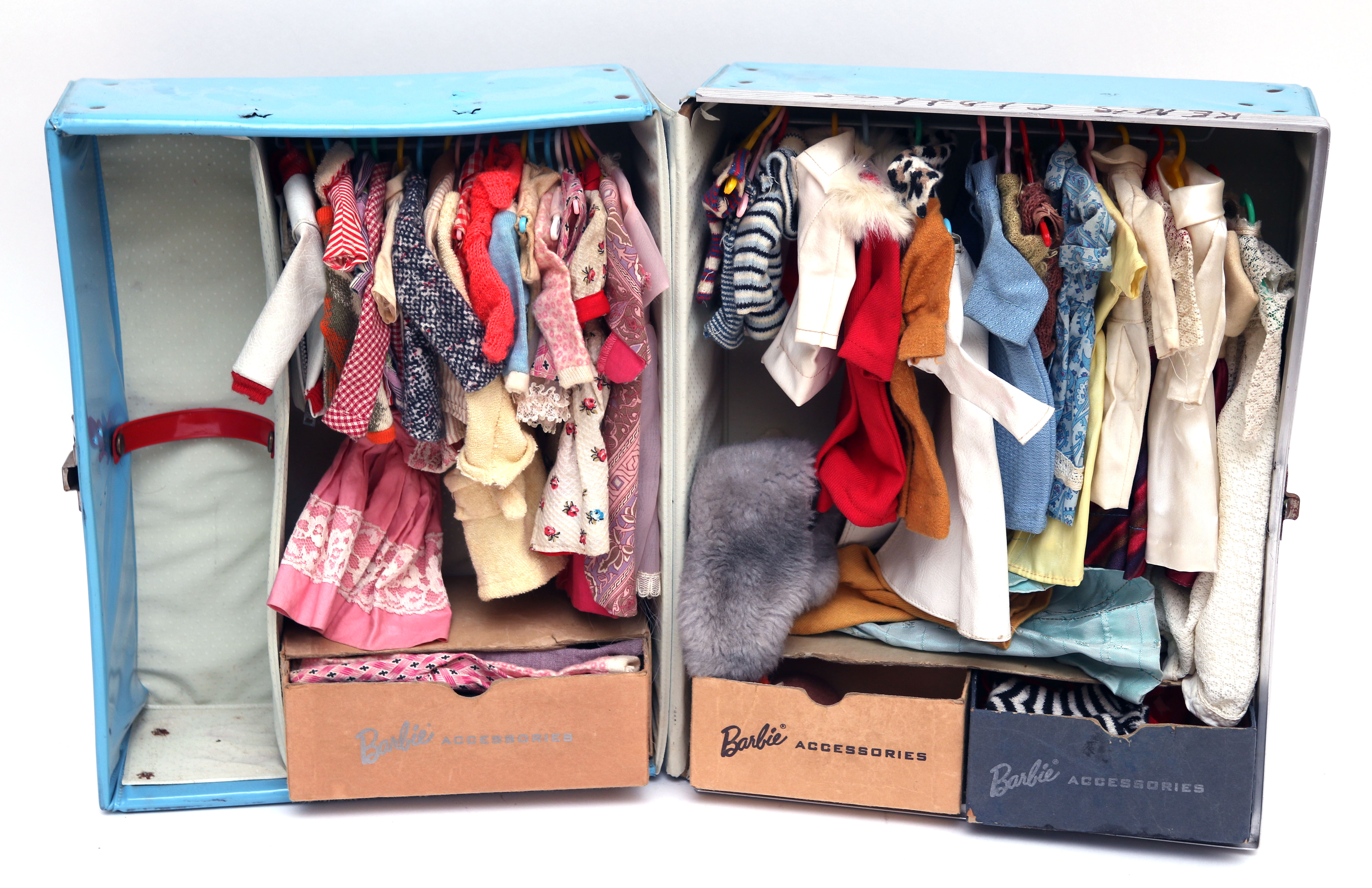 Vintage Barbie and Ken with Large Wardrobe and Carrying Case