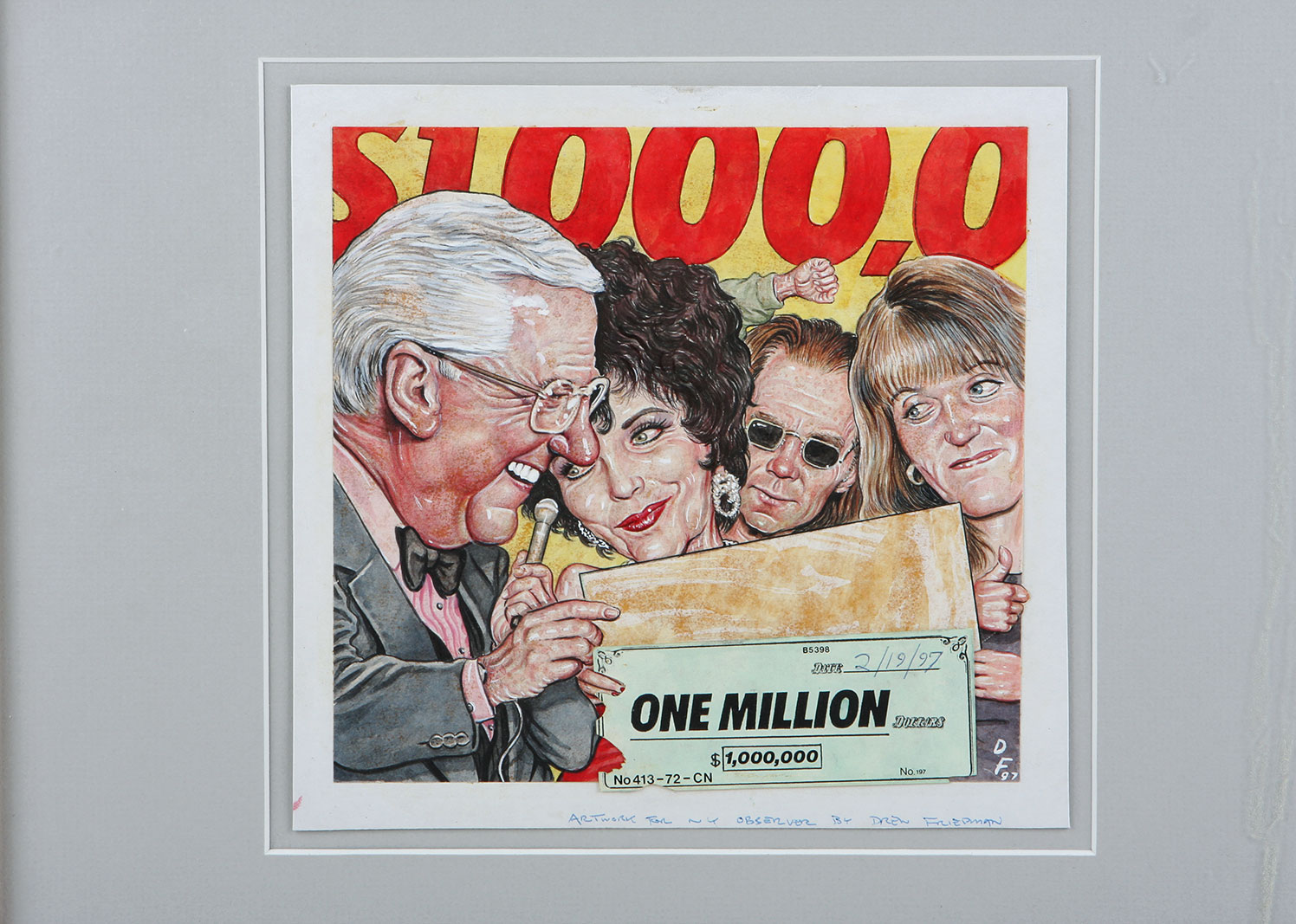Drew Friedman Mixed Media Illustration Print of Ed McMahon for the "New York Observer"