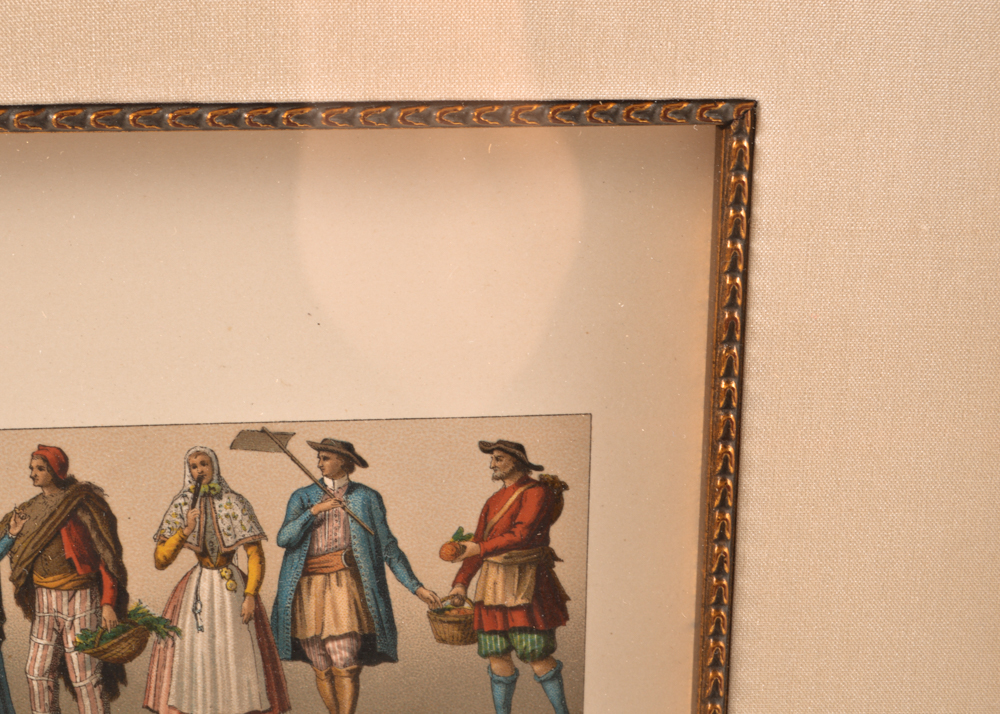 19th Century Framed Spain "Le Costume Historique" Chromolithograph