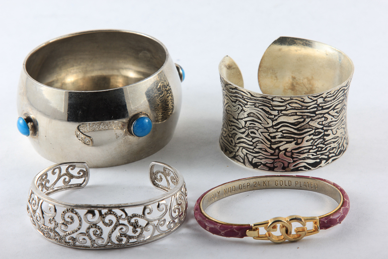 24K Gold-Plated and Costume Cuff Bracelets