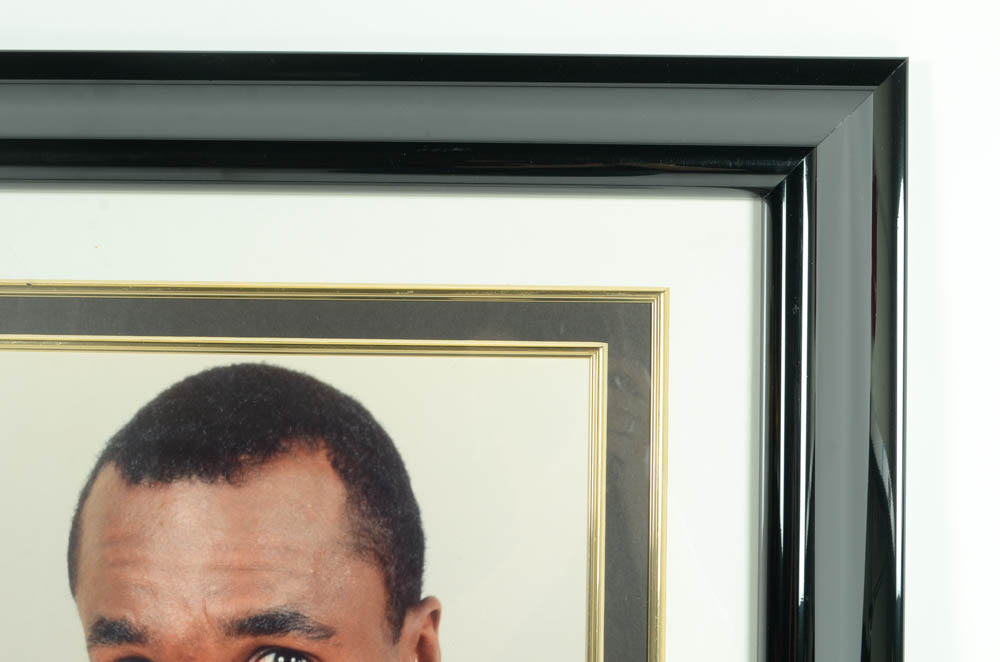 Pair of Framed Sugar Ray Boxing Memorabilia Including Signed Photo