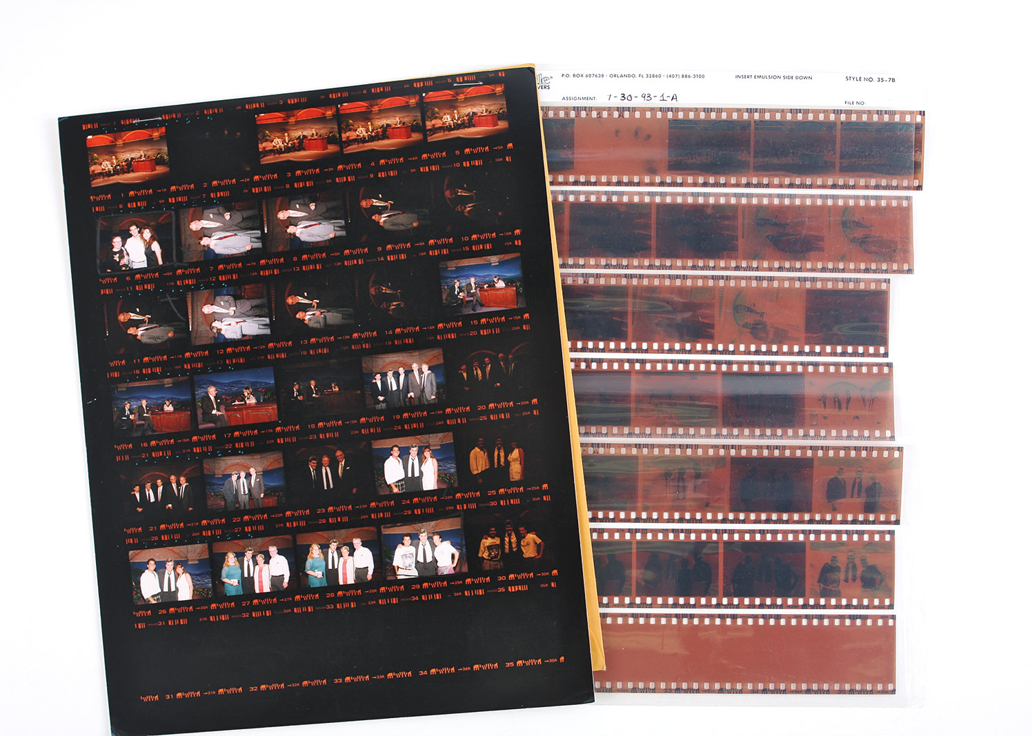 Grouping of NBC Contact Sheets and Negatives Featuring Ed McMahon and Jay Leno