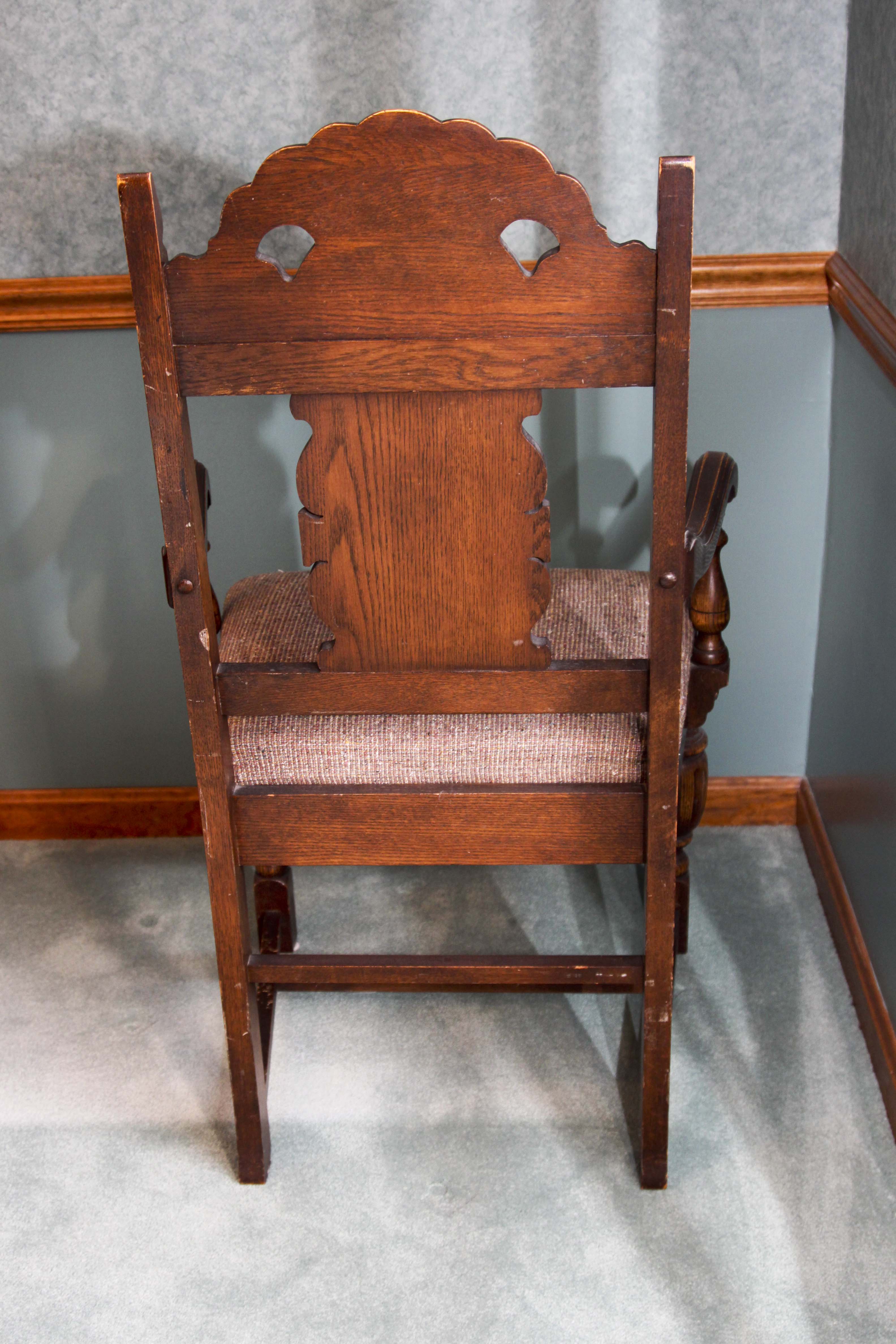 Jacobean Revival Draw Leaf Dining Table and Six Chairs
