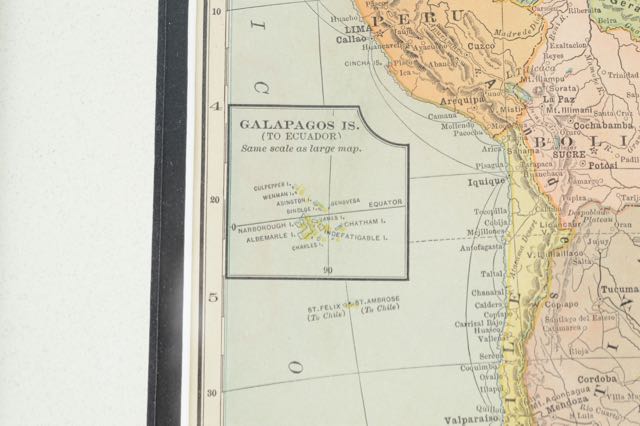 Original 1900 Map of South America