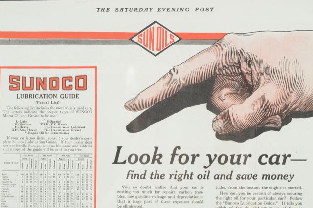 Original 1920 Sunoco Motor Oil Advertisement