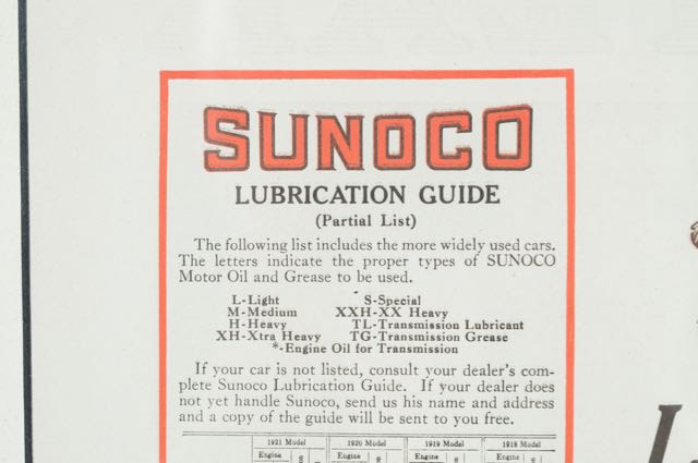 Original 1920 Sunoco Motor Oil Advertisement