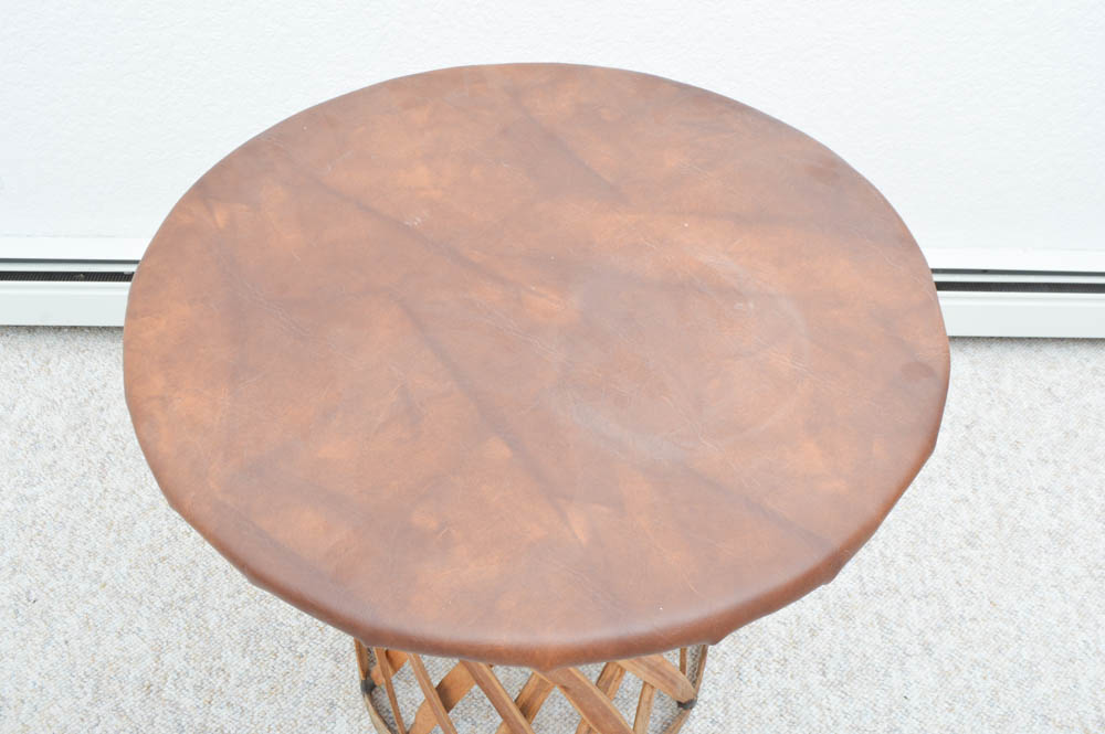 Wicker Chair and Leather Table Set