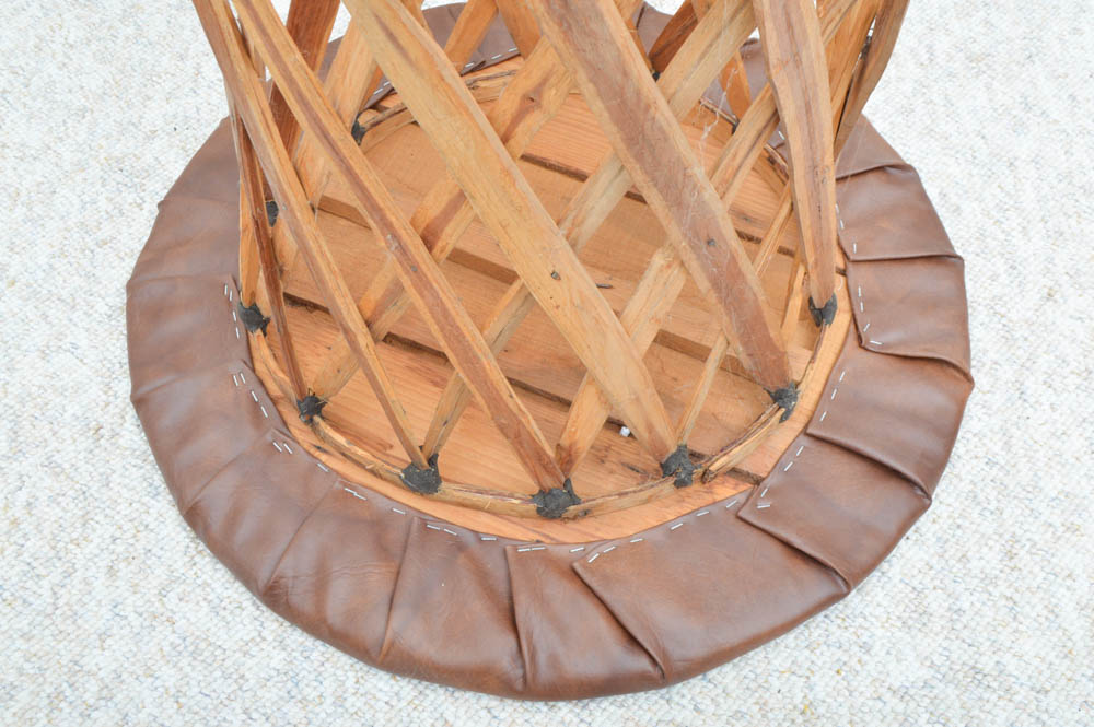 Wicker Chair and Leather Table Set