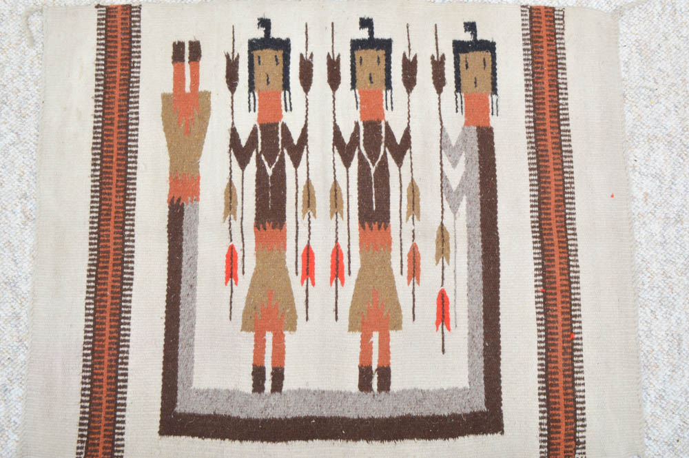 Navajo Style Yei Guardian Figure Wool Accent Rug