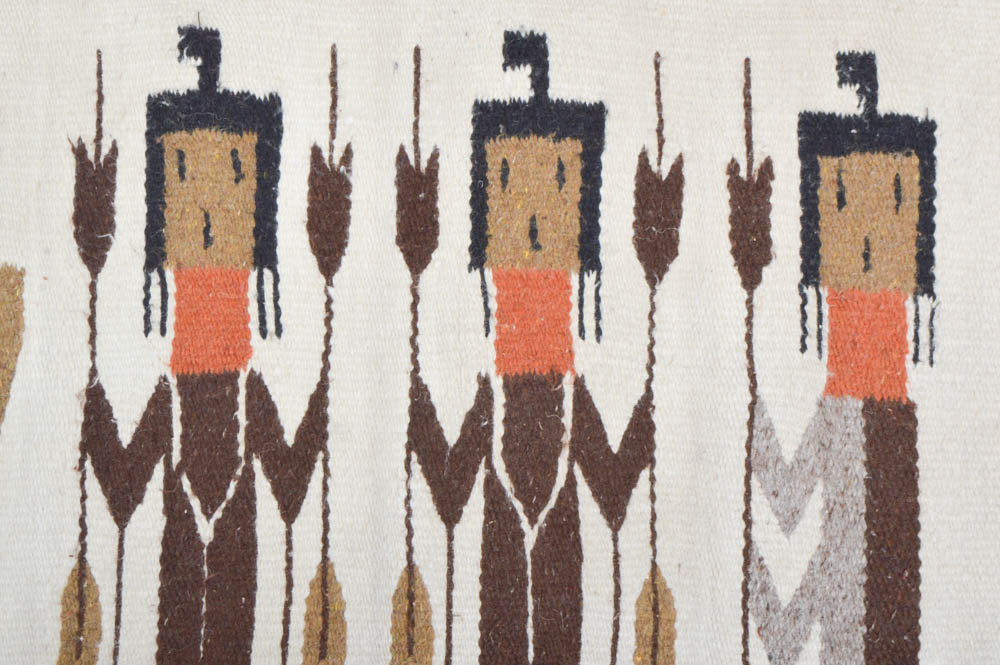 Navajo Style Yei Guardian Figure Wool Accent Rug