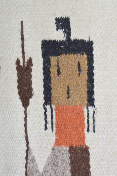 Navajo Style Yei Guardian Figure Wool Accent Rug