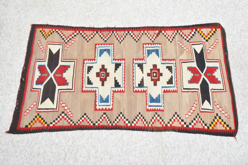 Navajo Style Hand Woven Wool Rug
