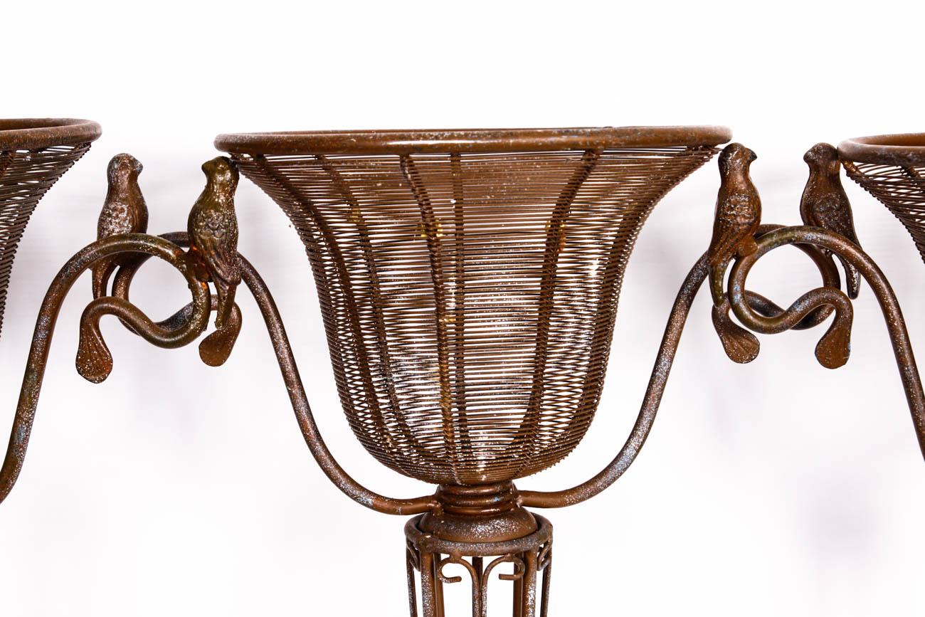 Trio of Metal Wire Plant Stands