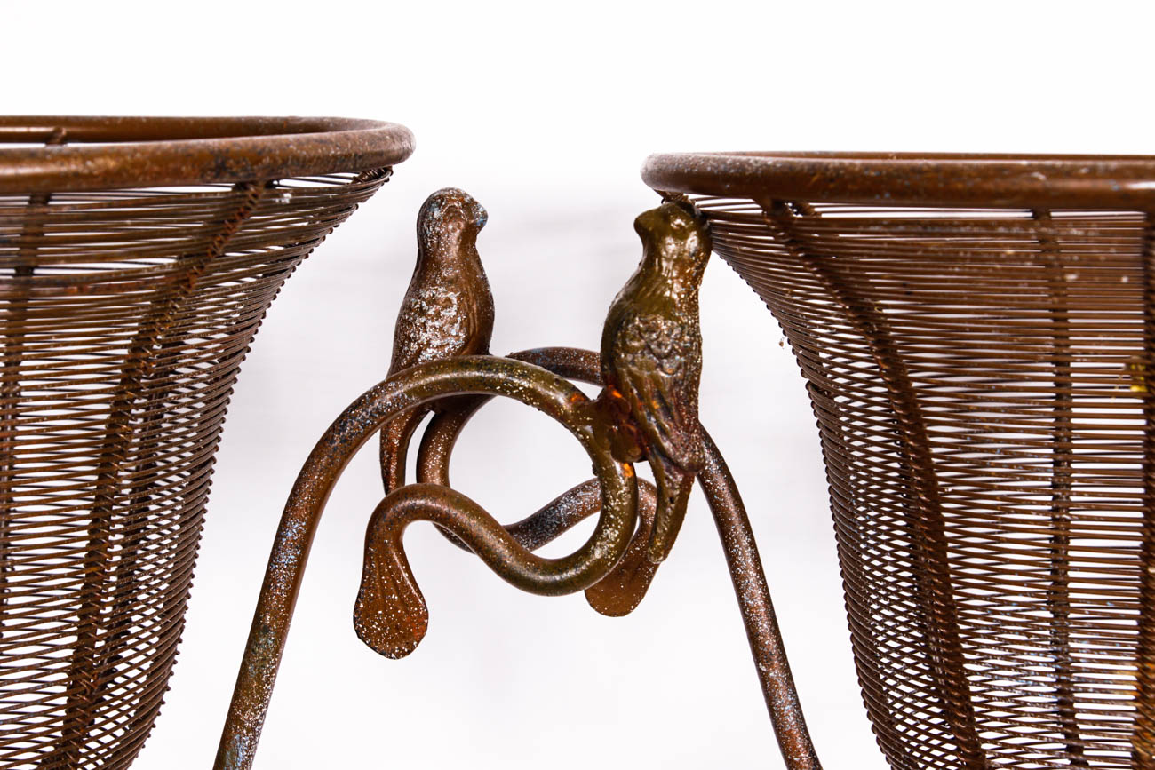 Trio of Metal Wire Plant Stands