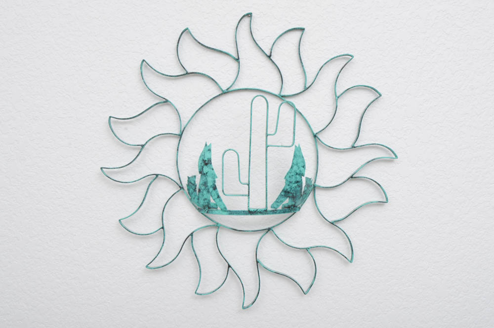 Grouping of Southwestern Themed Turquoise Metal Decor