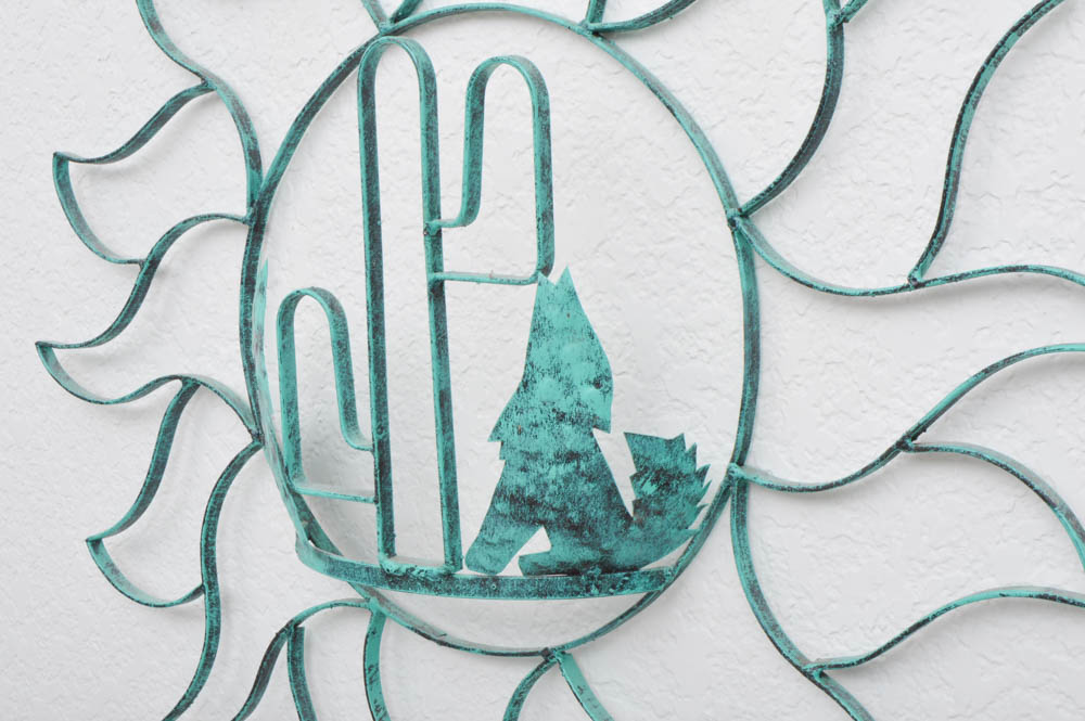 Grouping of Southwestern Themed Turquoise Metal Decor