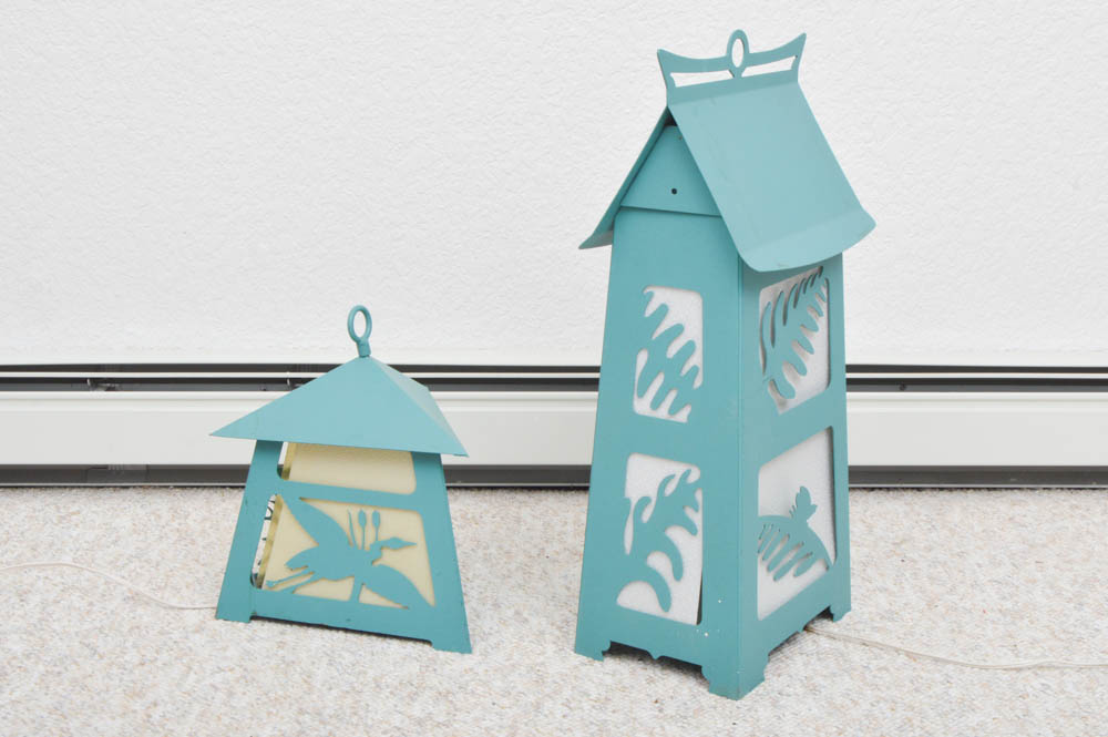 Grouping of Southwestern Themed Turquoise Metal Decor