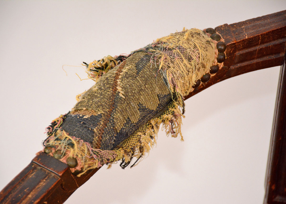 Neoclassical Upholstered Walnut Armchair